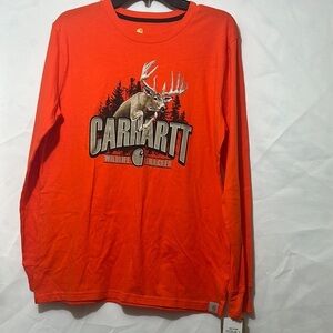 Carhartt Long Sleeve Orange Tee with Bold Nature Graphic
